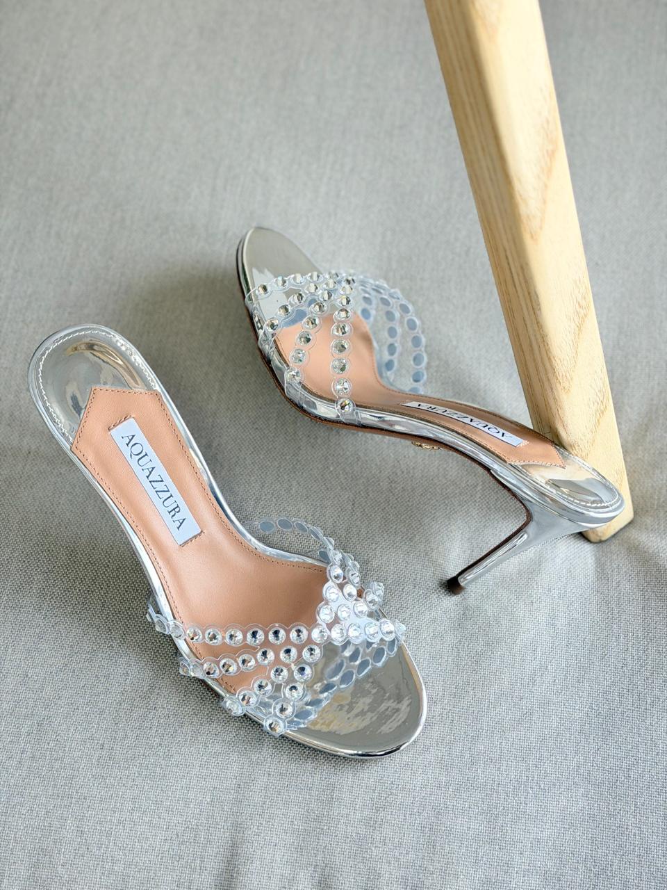 Aquazzura Heel Silver With Diamond