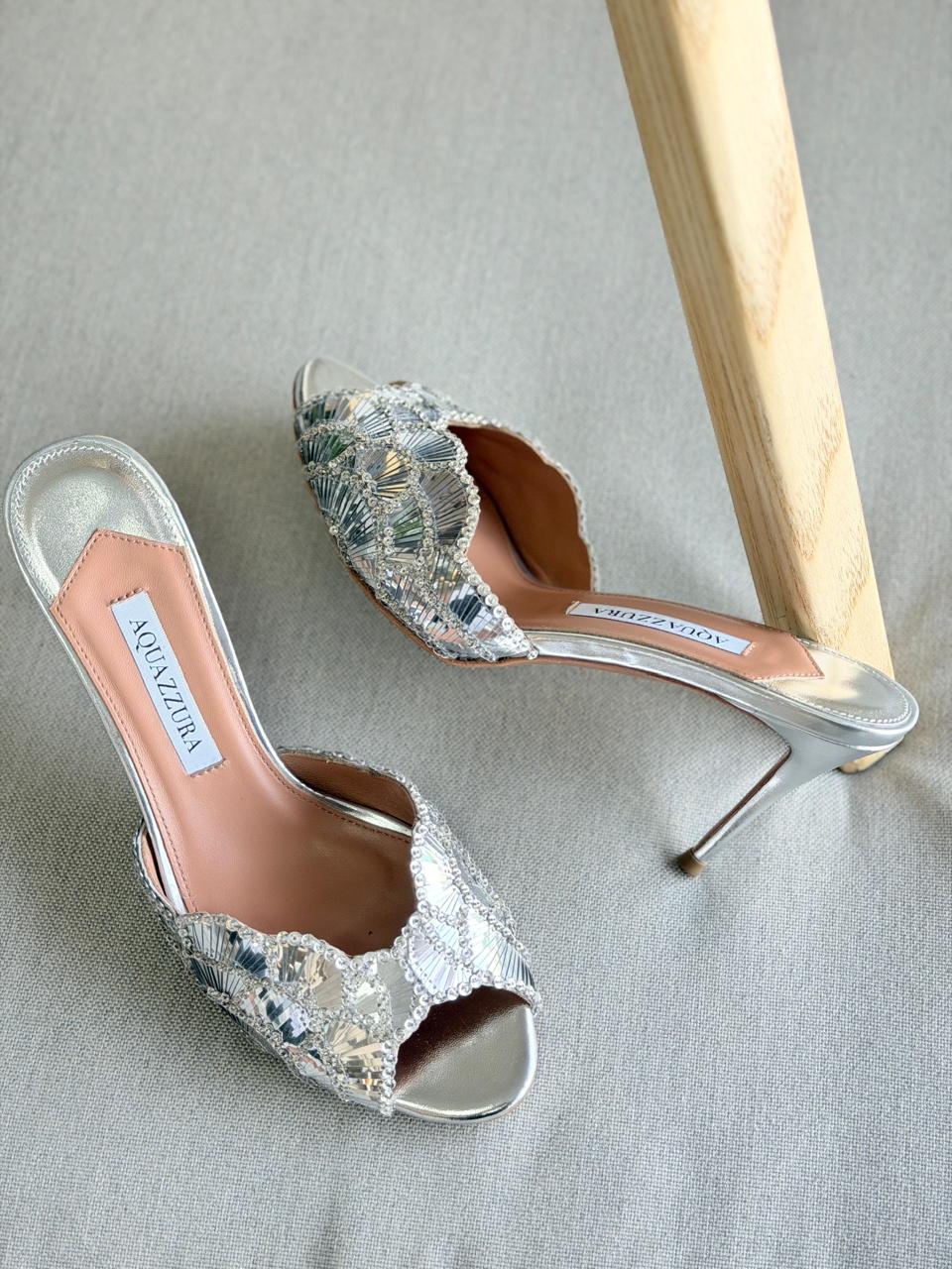 Aquazzura Ce Sior Heels in Metalic Leather