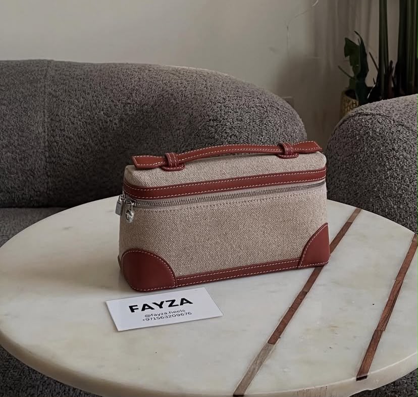 LoroPiana vanity —  canvas with cognac leather trim