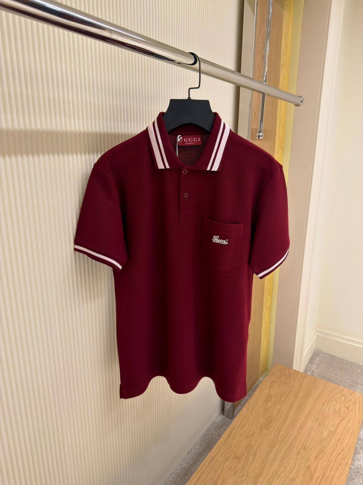 Gucci Burgundy Pocket Polo