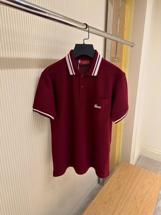 Gucci Burgundy Pocket Polo