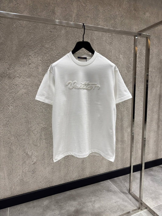 LV White Vuitton Script Tee