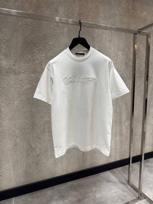 LV White Vuitton Script Tee (Alt)