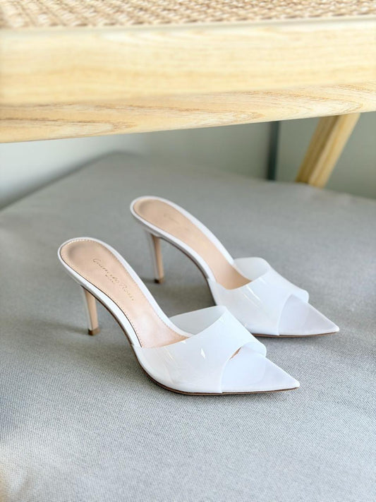 Gianvito Rossi White Clear Heel