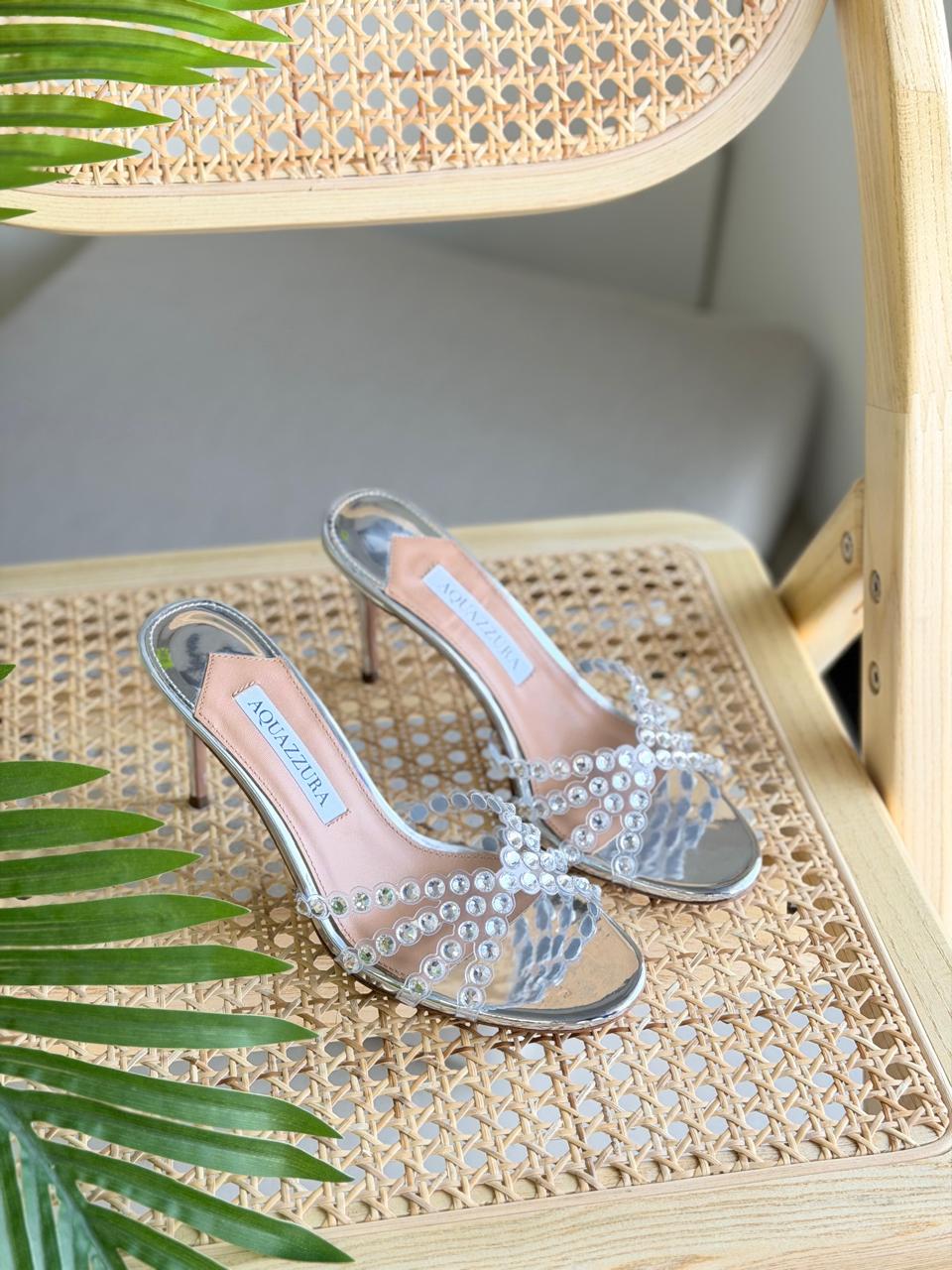 Aquazzura Heel Silver With Diamond
