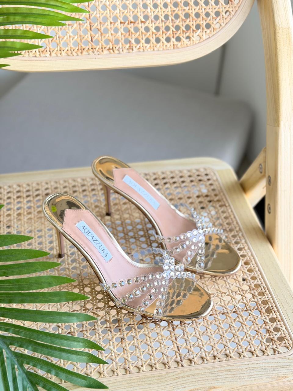 Aquazzura Heel Gold With Diamond