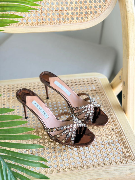 Aquazzura Heel Dark Maroon With Diamond