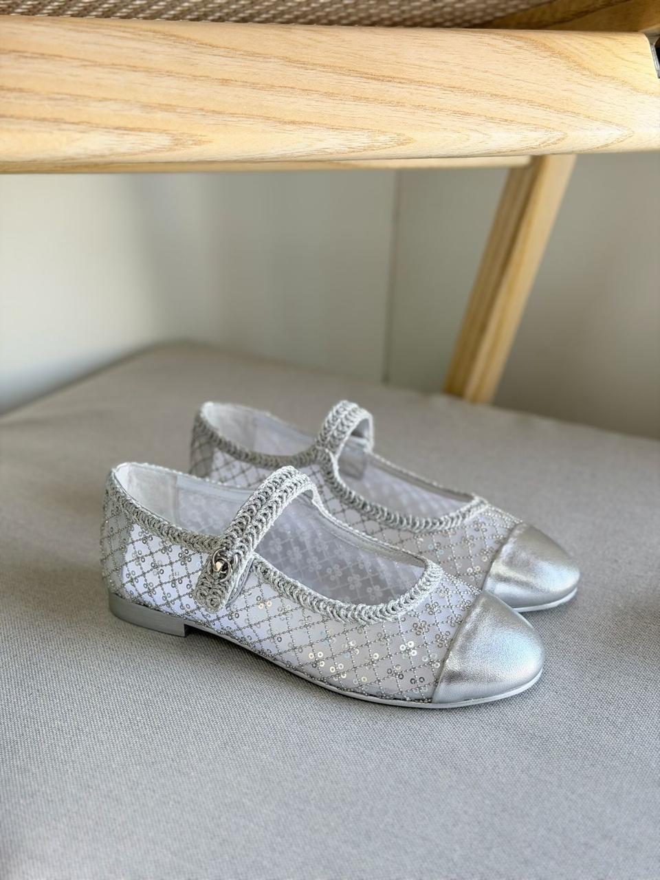 Channel Ballet Flat silver