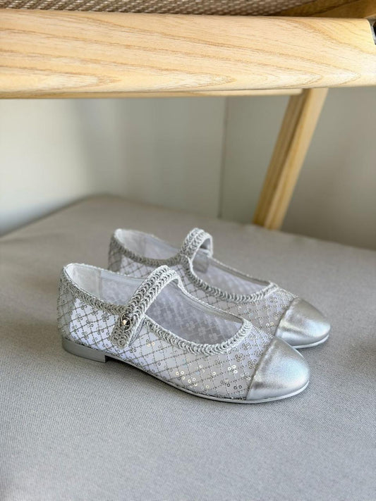 Channel Ballet Flat silver