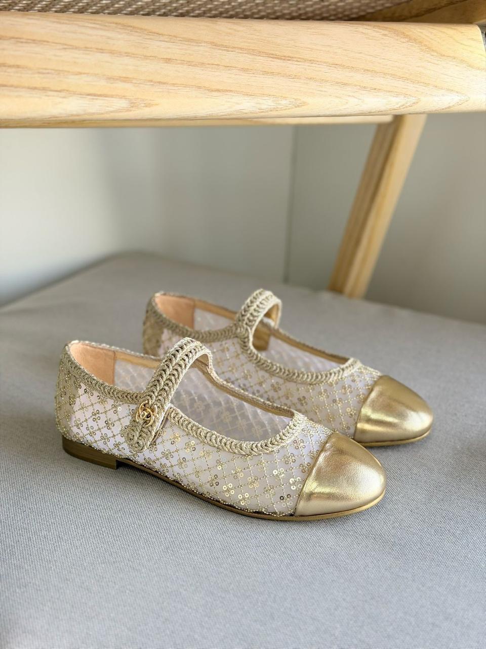 Chanel Ballet Flat Gold