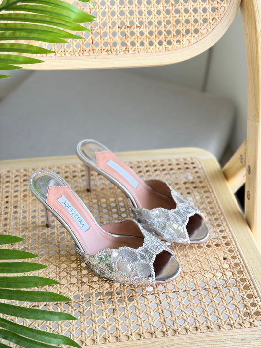 Aquazzura Ce Sior Heels in Metalic Leather