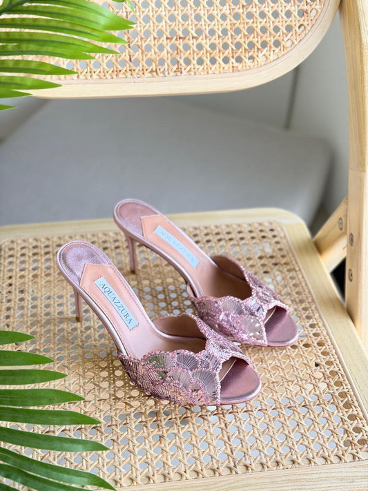 Aquazzura Ce Sior Heels in Metallic Leather
