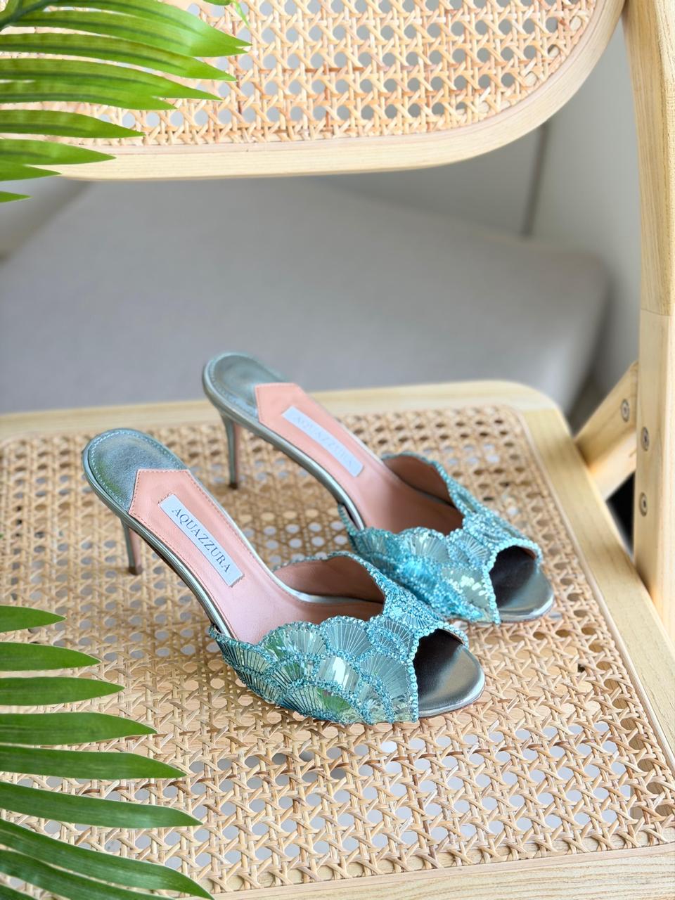 Aquazzura Ce Sior Heels in Metalic Leather