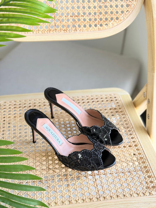 Aquazzura Ce Sior Heels in Metalic Leather