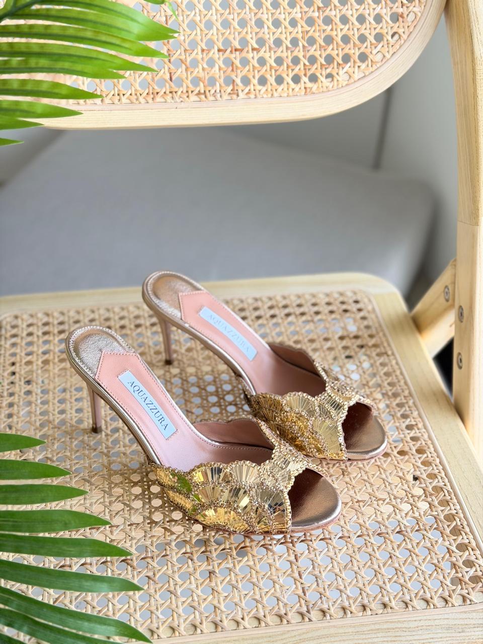 Aquazzura Ce Sior Heels in Metalic Leather