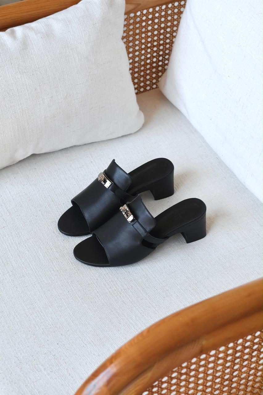 Hi Heel Sandal In Calfskin with Iconic Buckle