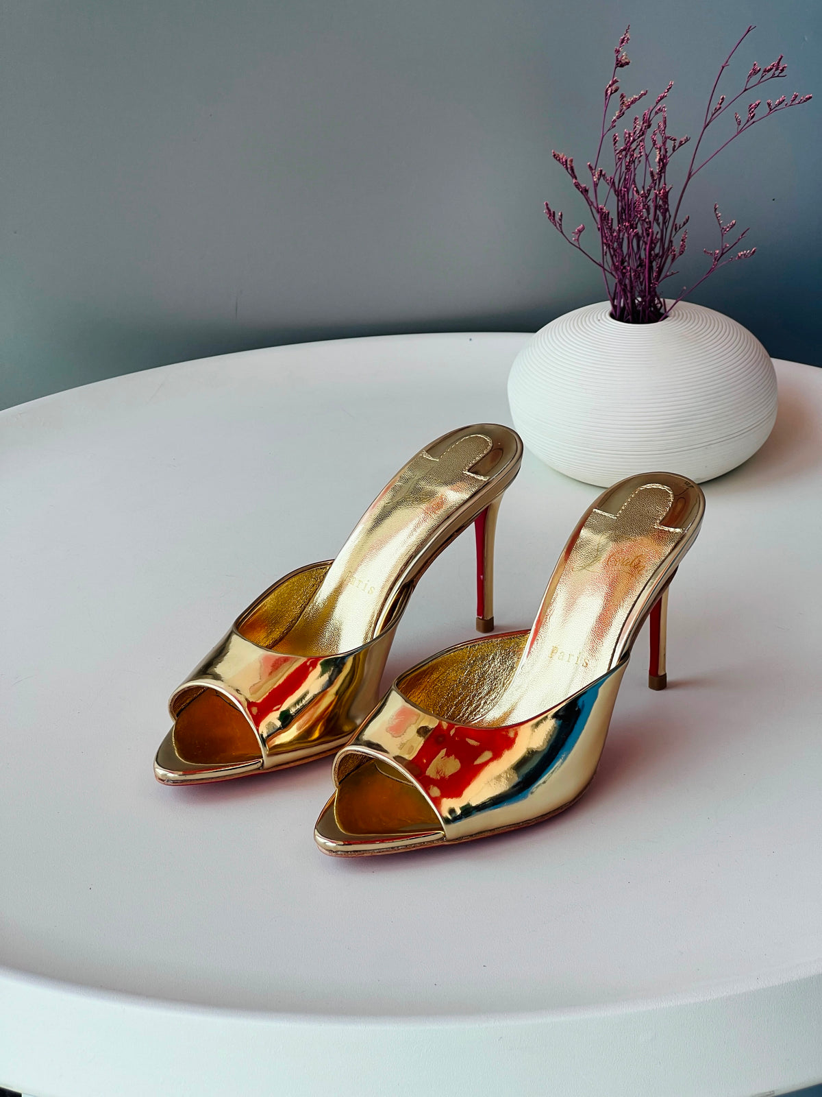 Christian Louboutin Calfskin Gold Heels