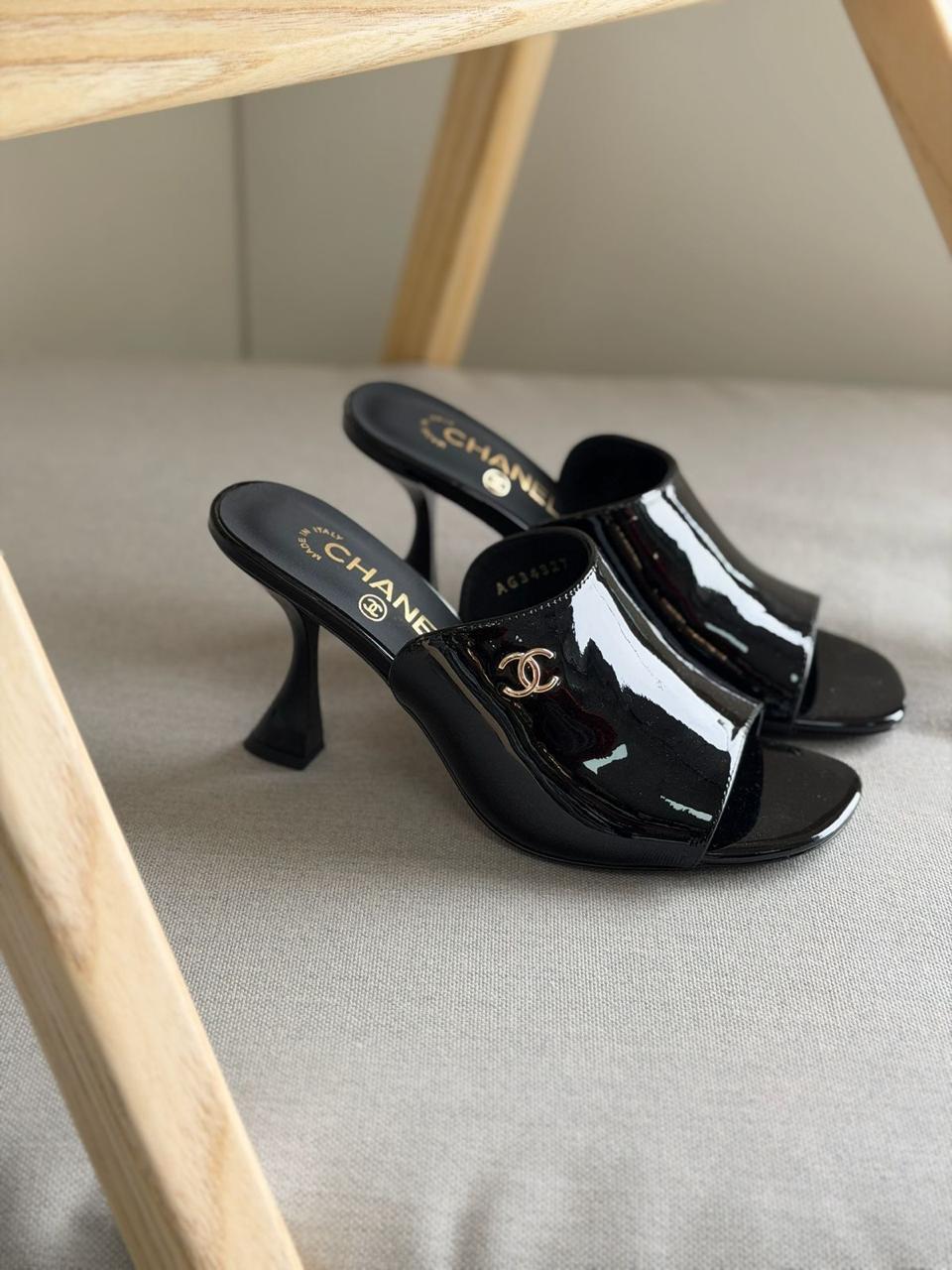 Chanel Calfskin Shinny Leather Black