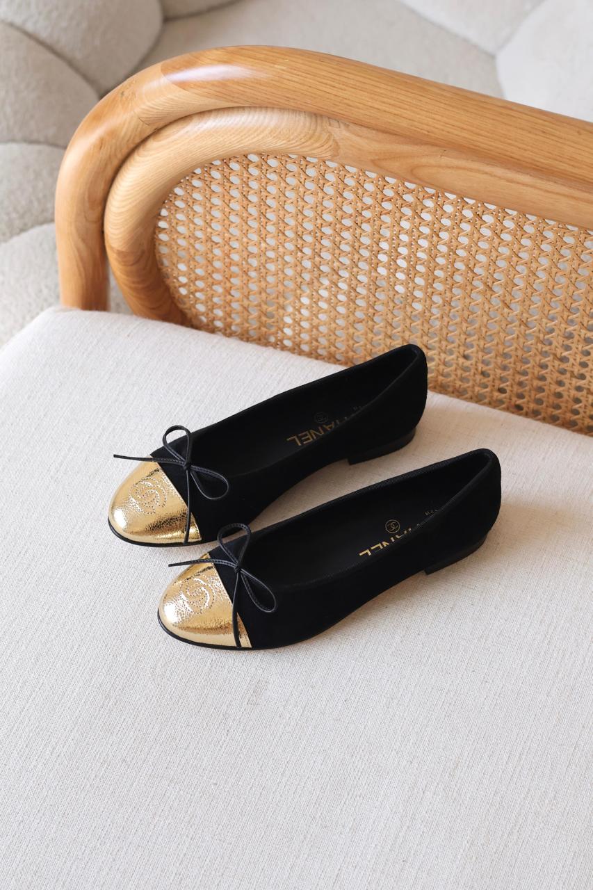 Chanel Ballet Sandal With Golden Toe