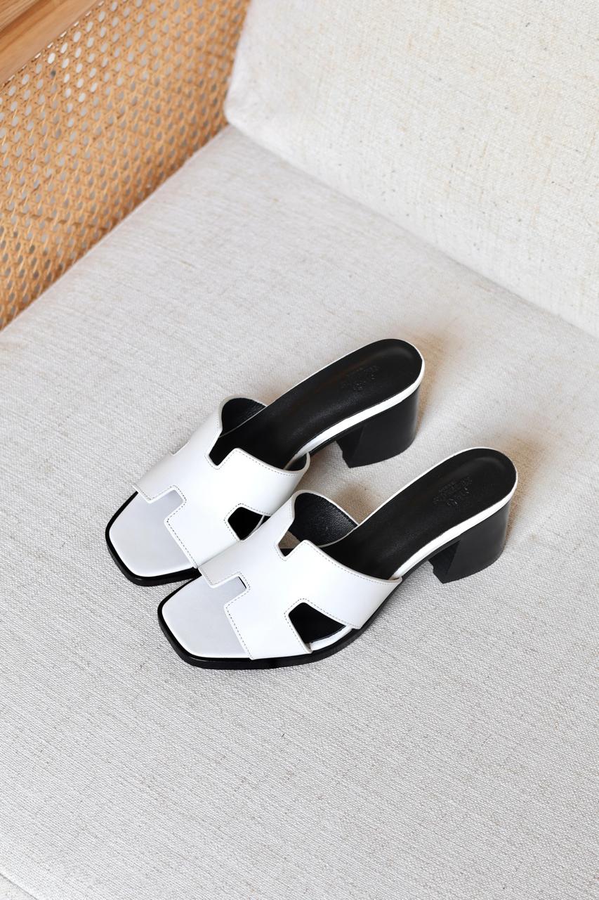 Hermes Calfskin Heel White