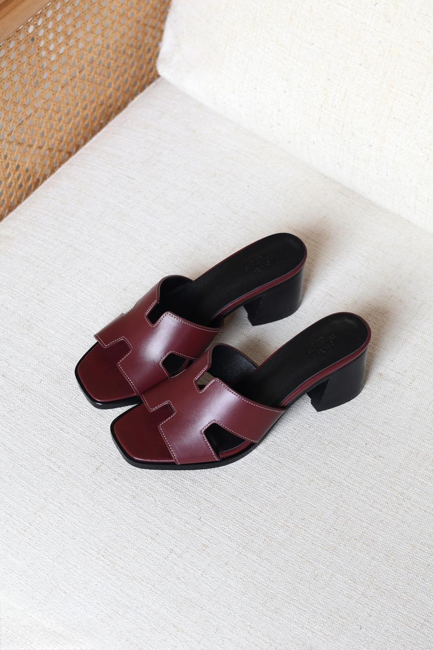 Hermes Calfskin Heel Burgundy