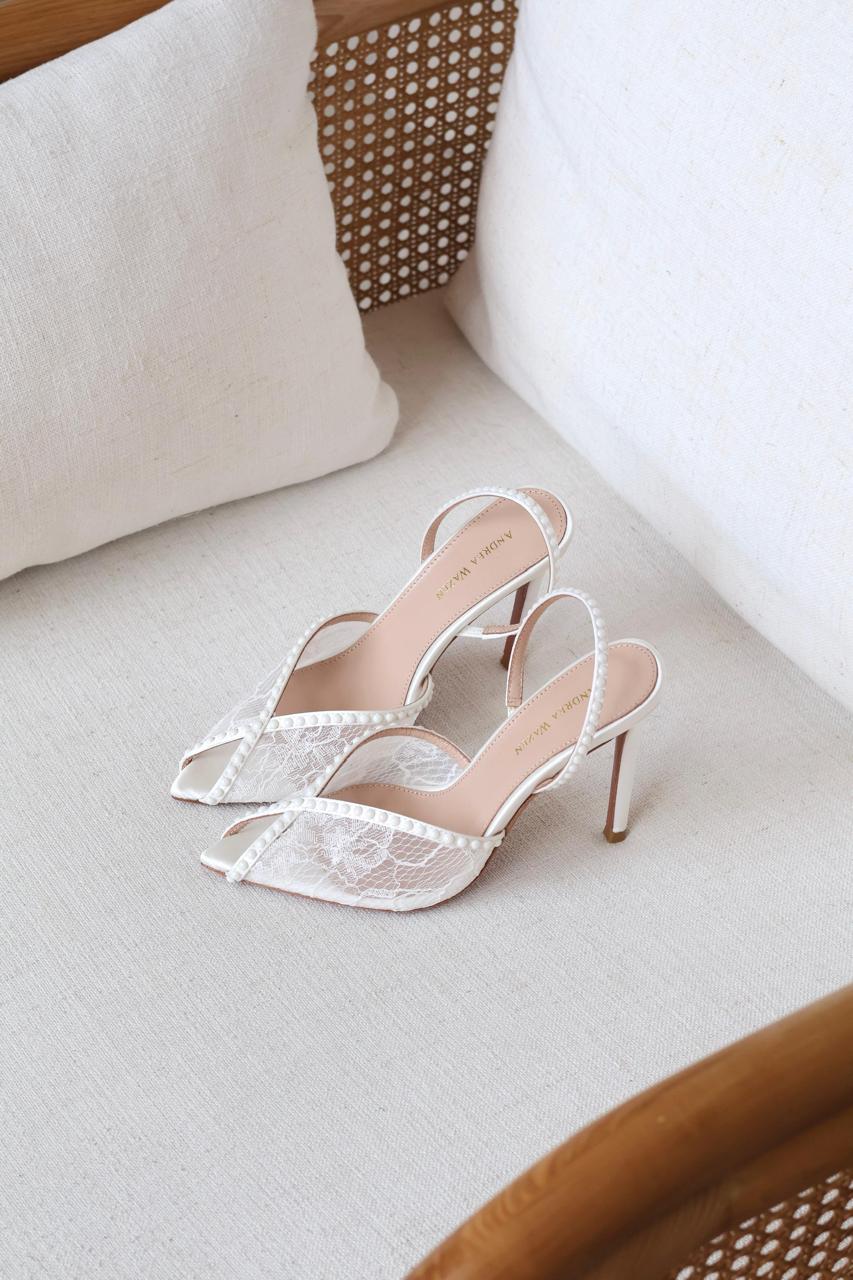 Andrea wazen Katy Heels in Lace & Satin