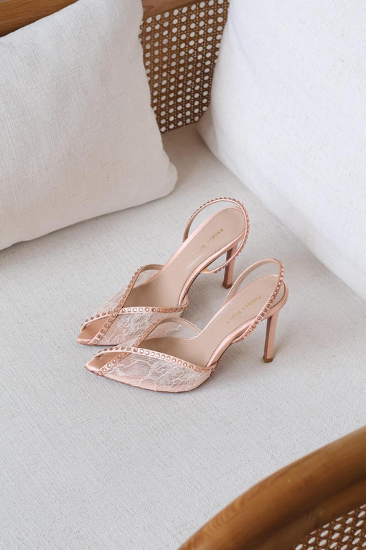 Andrea wazen Katy Heels in Lace & Satin