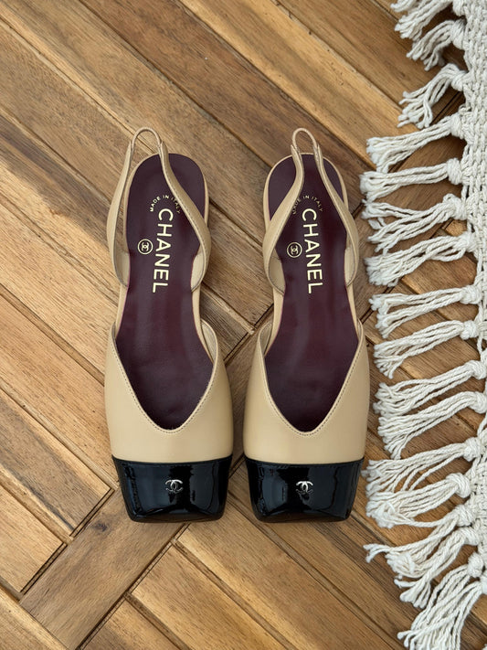 Chanel Singback Sandal Flat 2 Tone