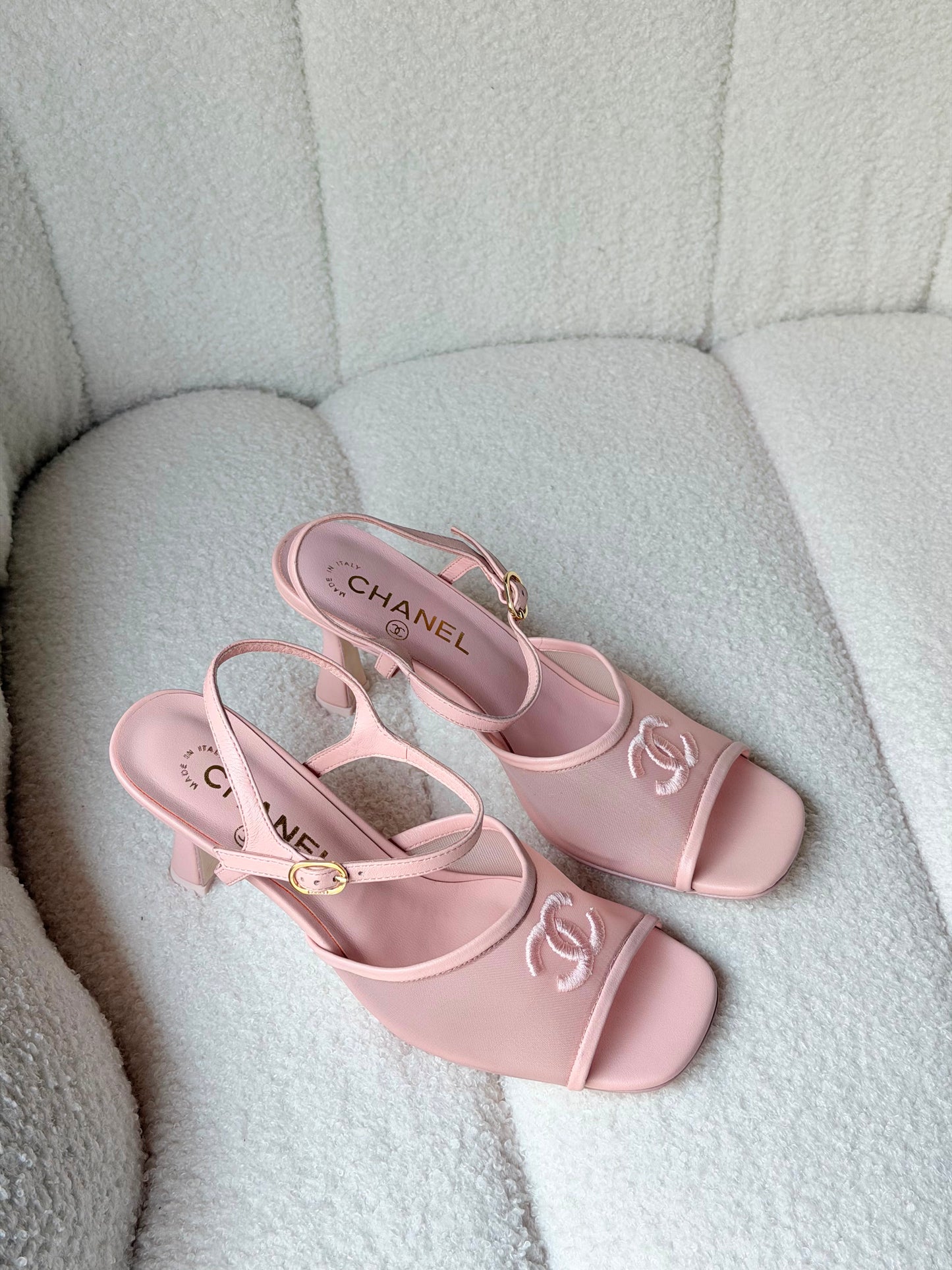 Chanel Heels Open From Front With Net