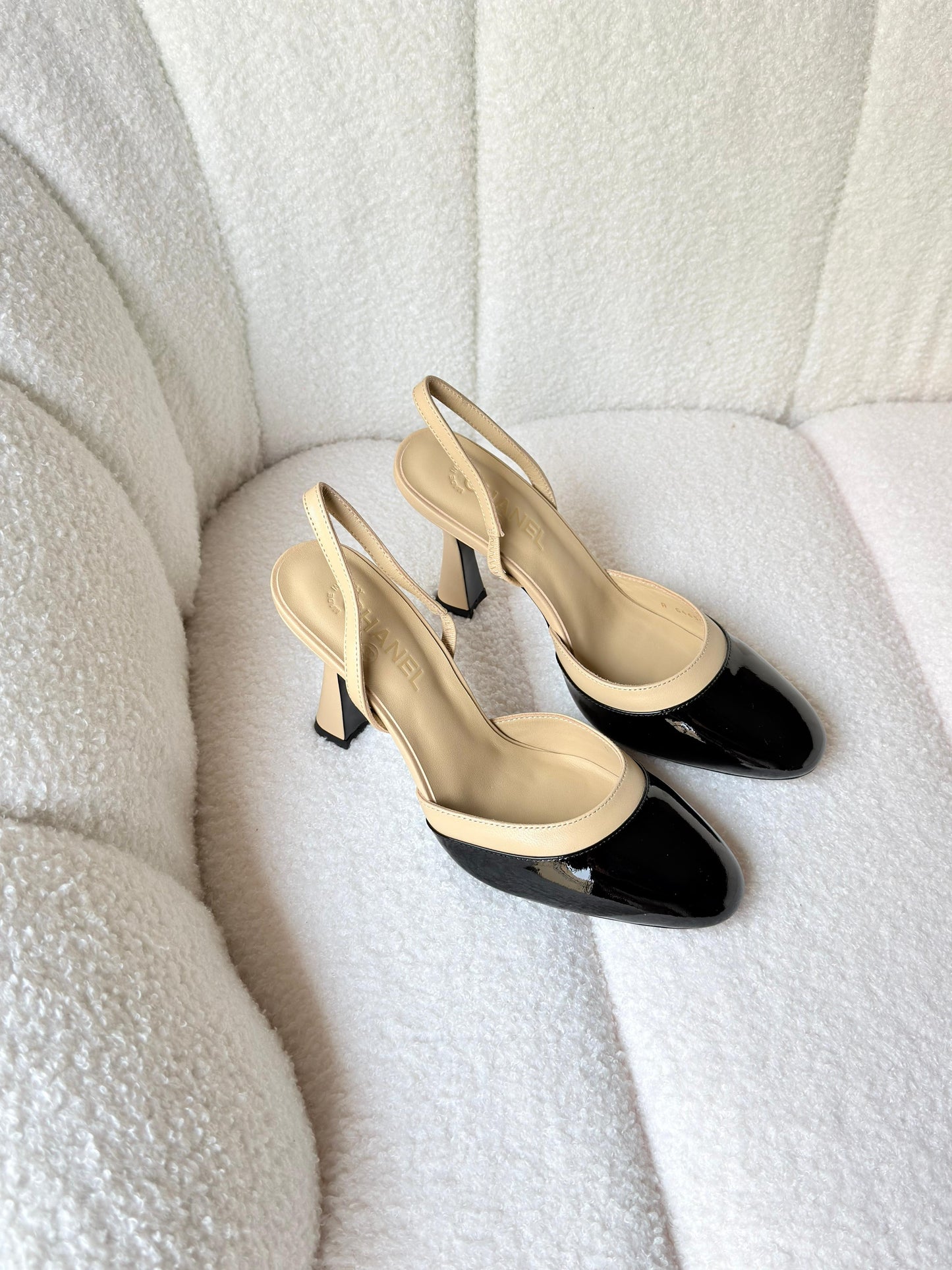 Chanel Slingback Pump With Glossy Black Toe