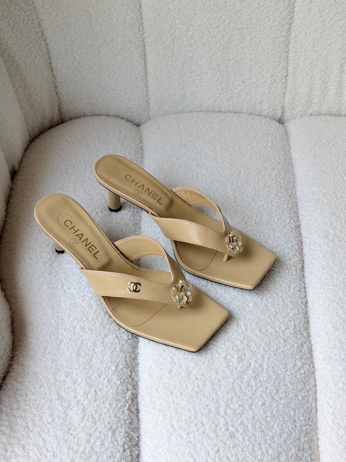 Chanel Beige Mule Heels