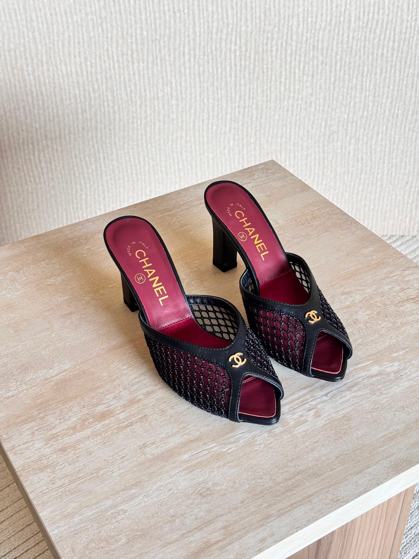 Chanel Peep-Toe Mules