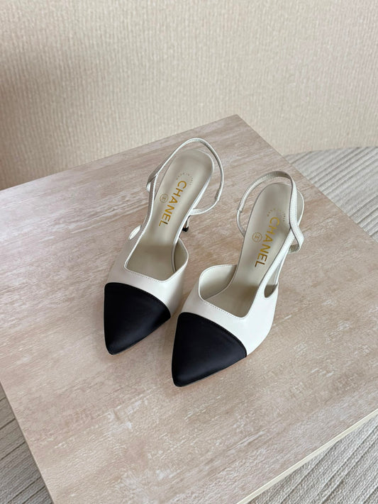 Chanel Slingback Lambskin Pointed Toe Sandal