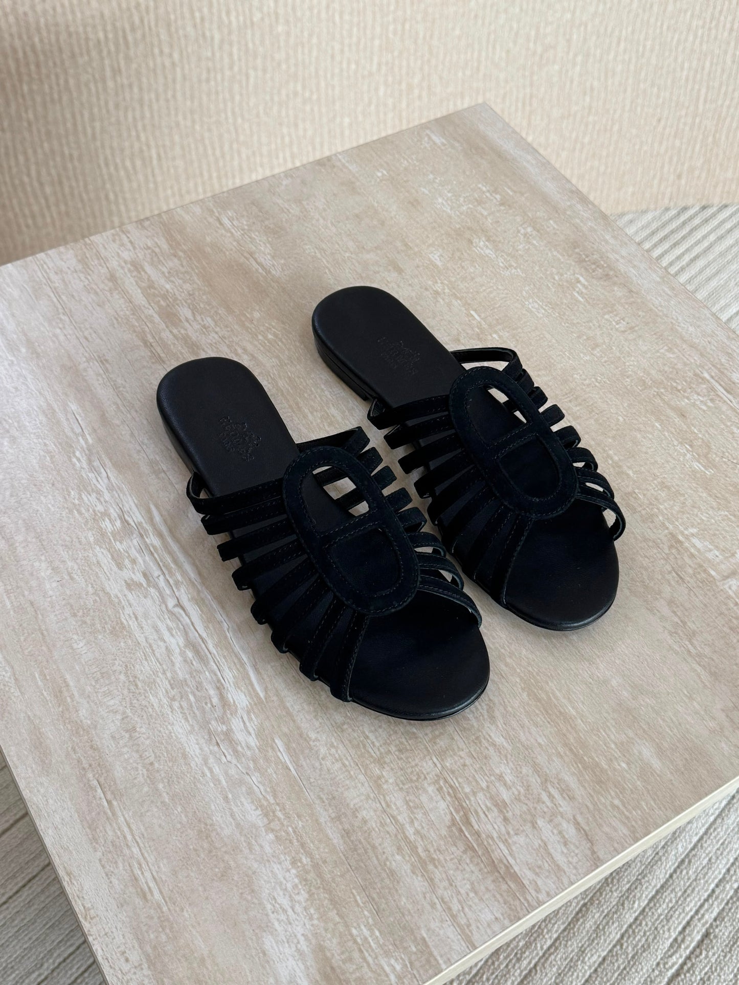 Hermes Black Flat Sandals