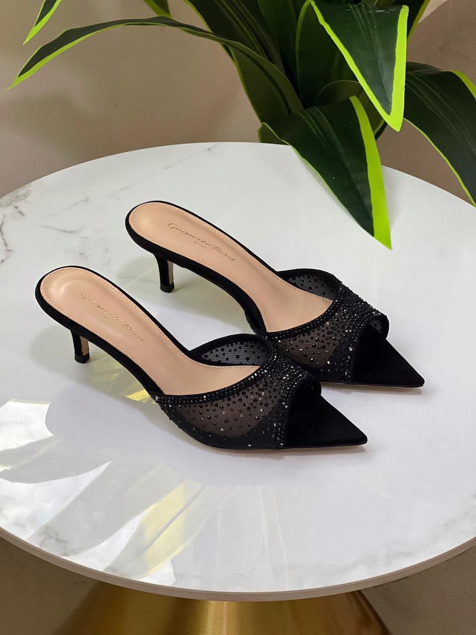 Gianvito Rossi Mules In Suede And Organza