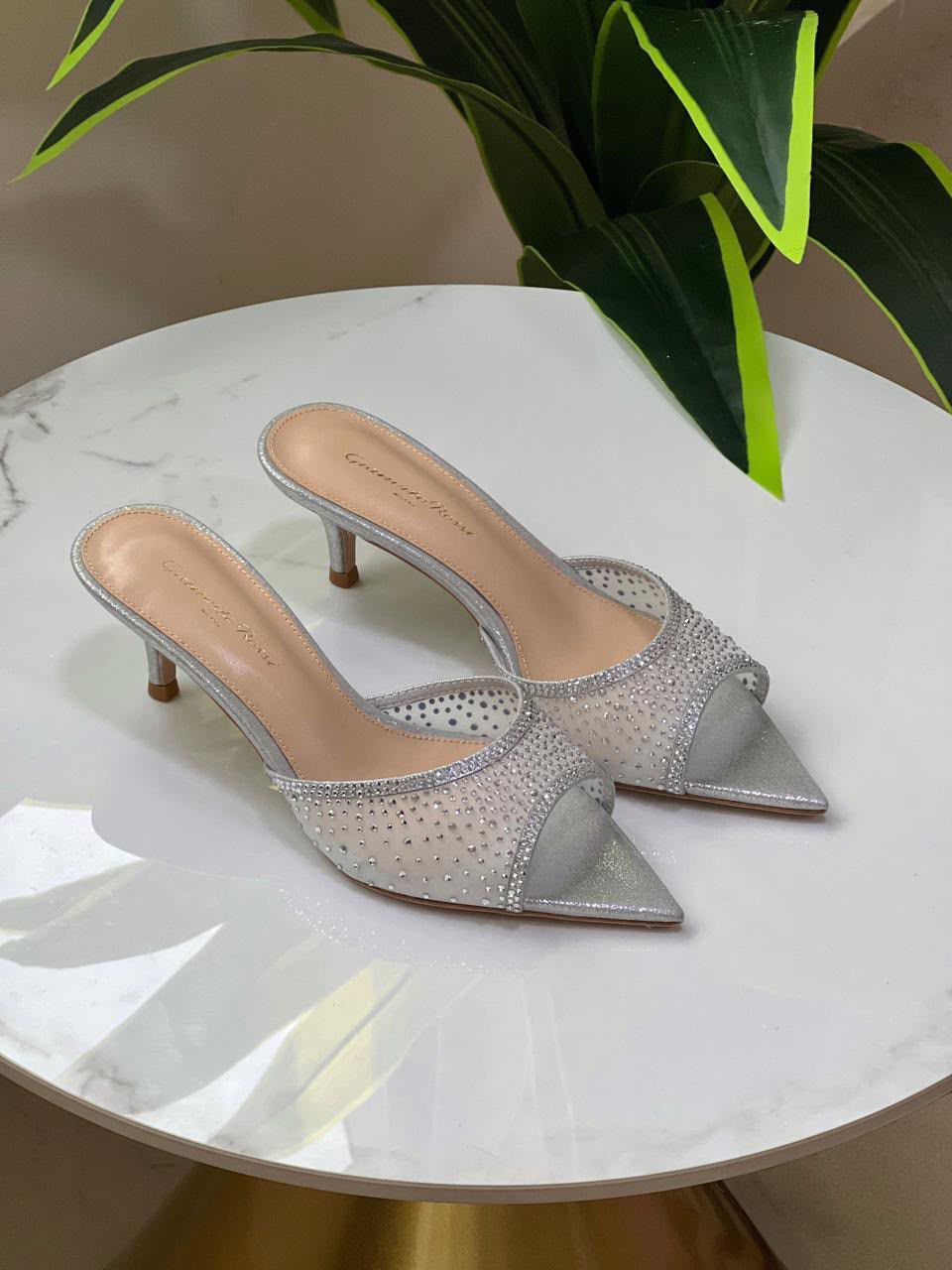Gianvito Rossi Mules In Suede And Organza