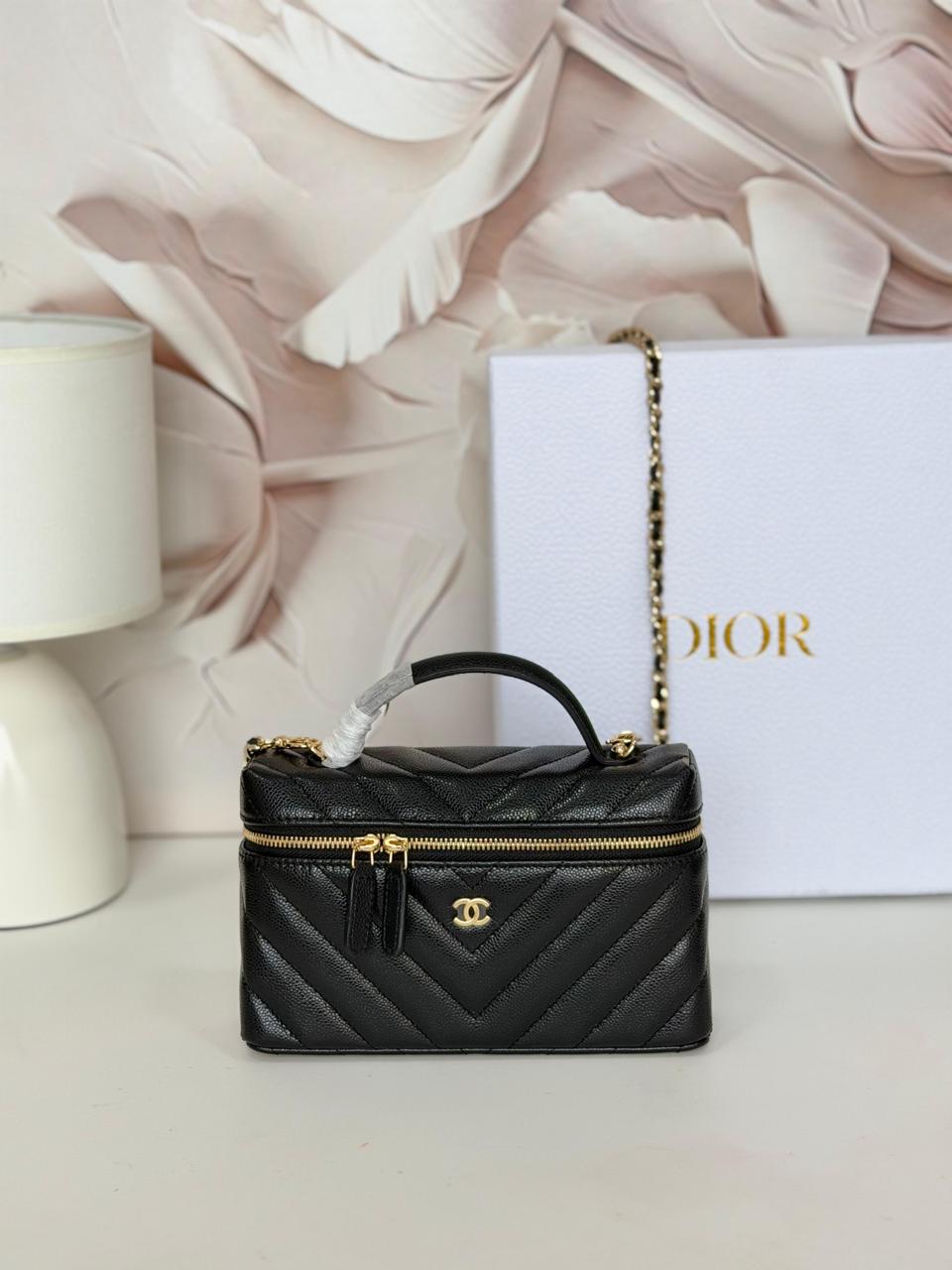 Chanel Slim Vanity Handbag With Chain