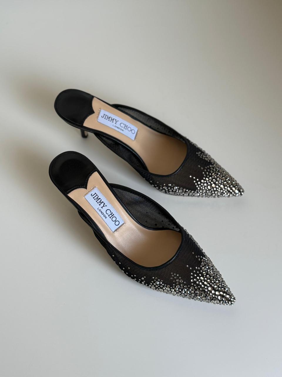 Jimmy Choo Crystal Satin Mules