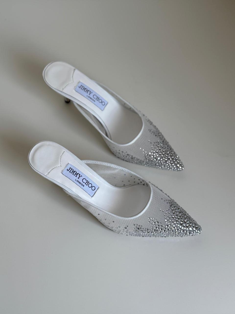 Jimmy Choo Crystal Satin Mules