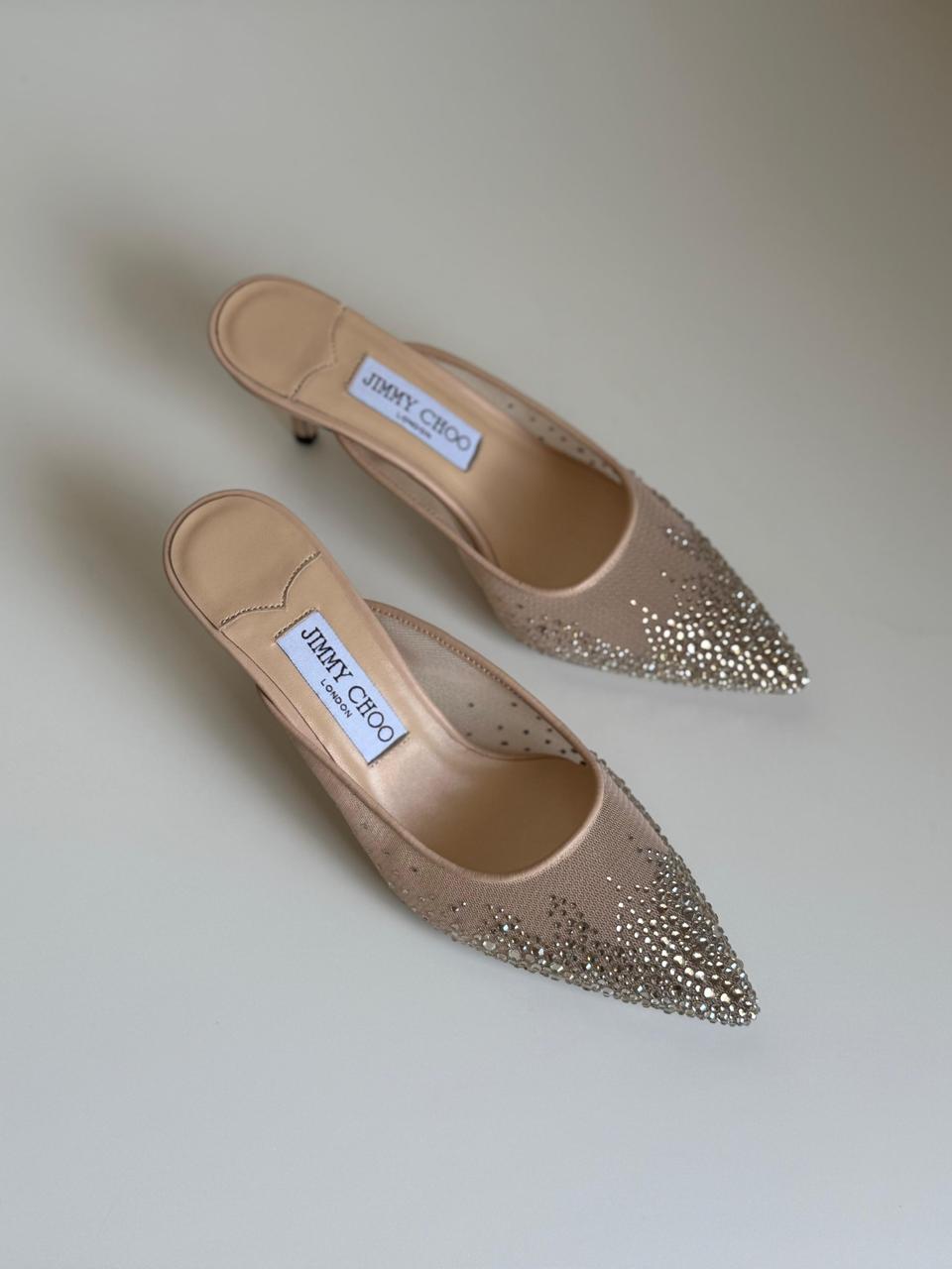 Jimmy Choo Crystal Satin Mules