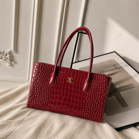 Chanel Small Tote Crocodile Embossed Calfskin Leather