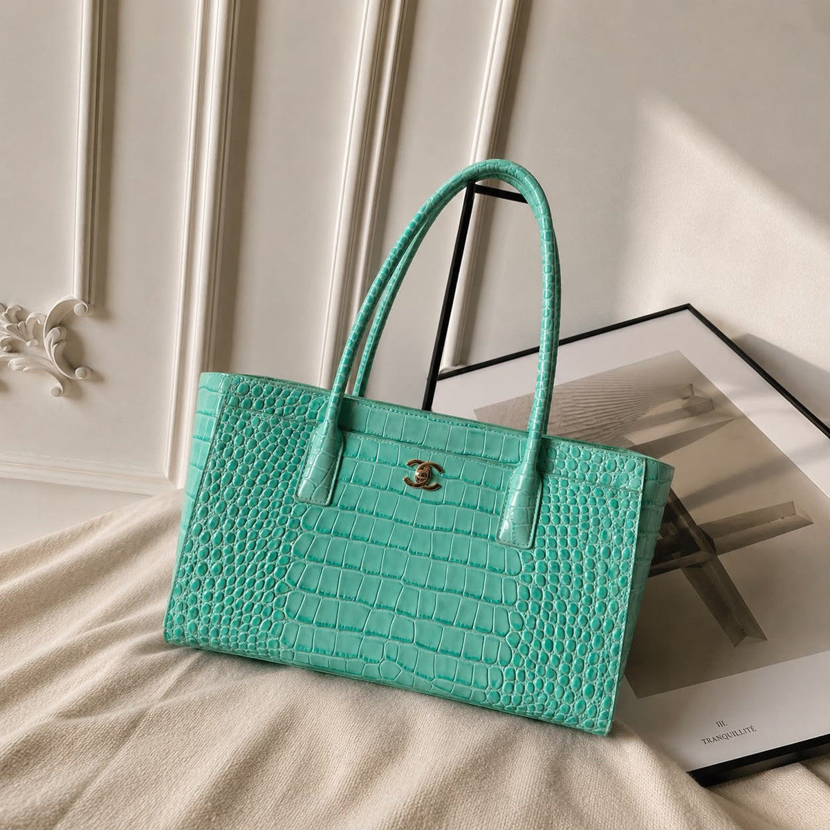 Chanel Small Tote In Crocodile Embossed Calfskin