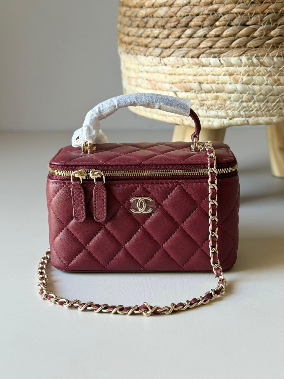 Chanel Vanity Top Handle Bag With Caviar Leather