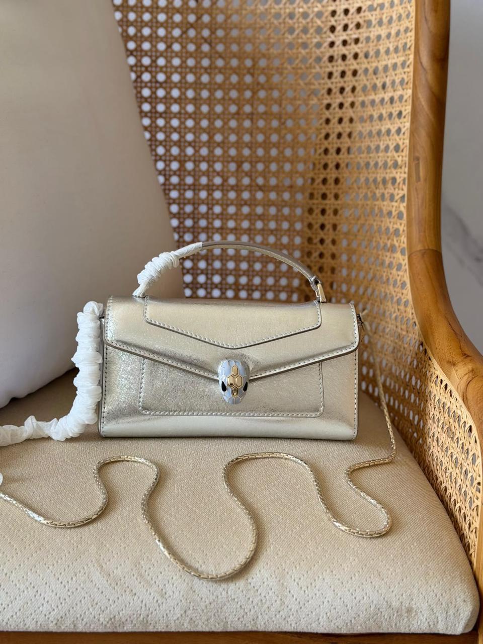 Bvlgari Sepenti Top Handle Bag In Calfskin Leather
