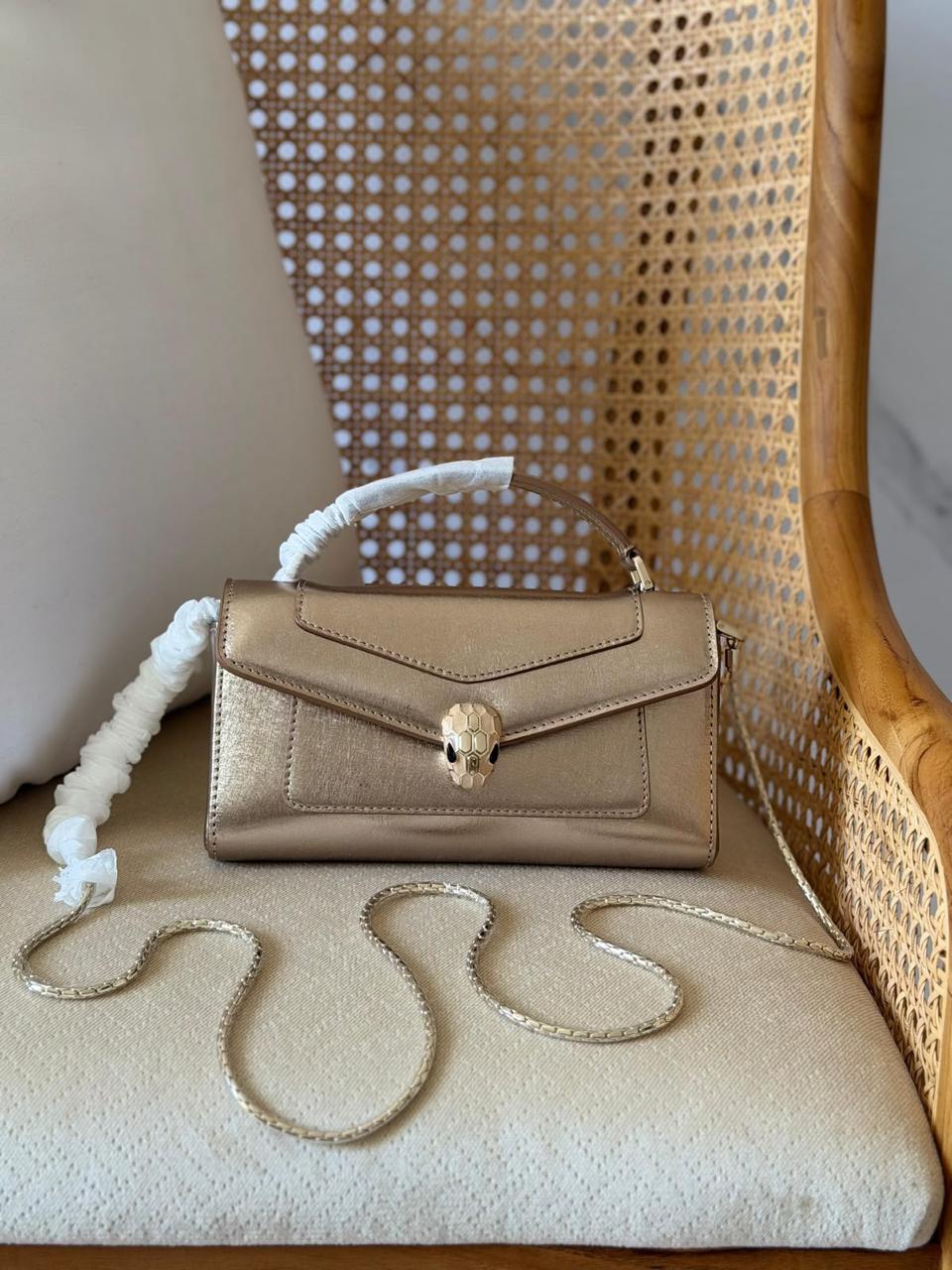 Bvlgari Sepenti Top Handle Bag In Calfskin Leather