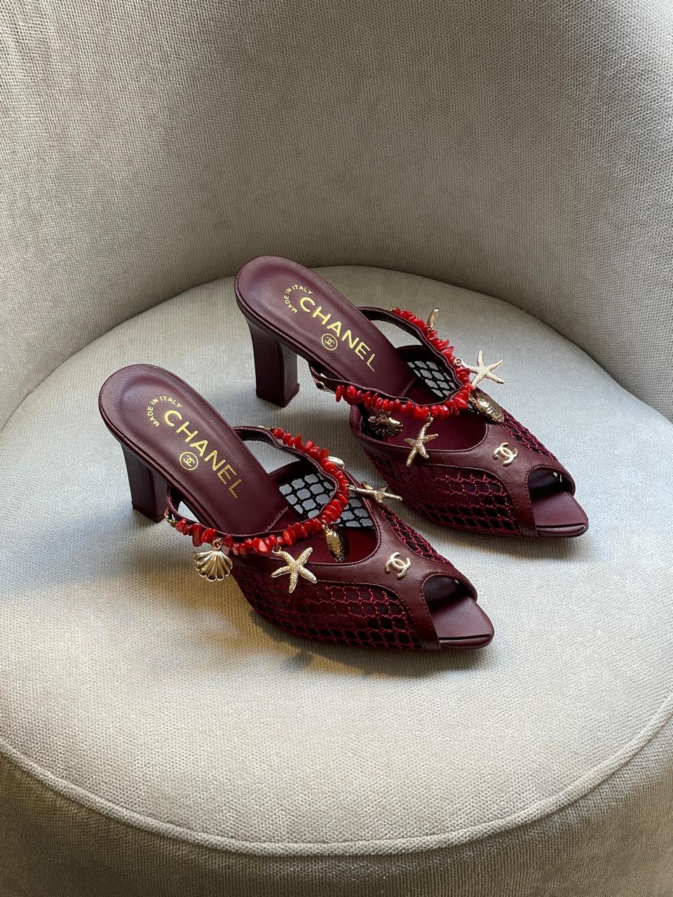 Chanel  Mesh Mules Barter With Shell And Star Fish Motifs
