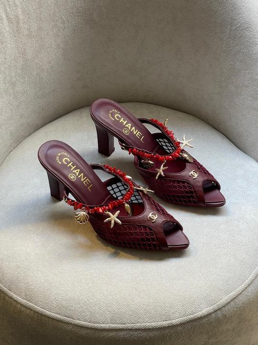 Chanel  Mesh Mules Barter With Shell And Star Fish Motifs
