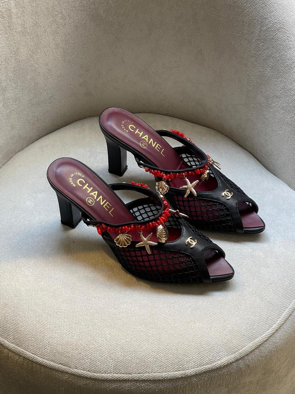 Chanel  Mesh Mules Barter With Shell And Star Fish Motifs