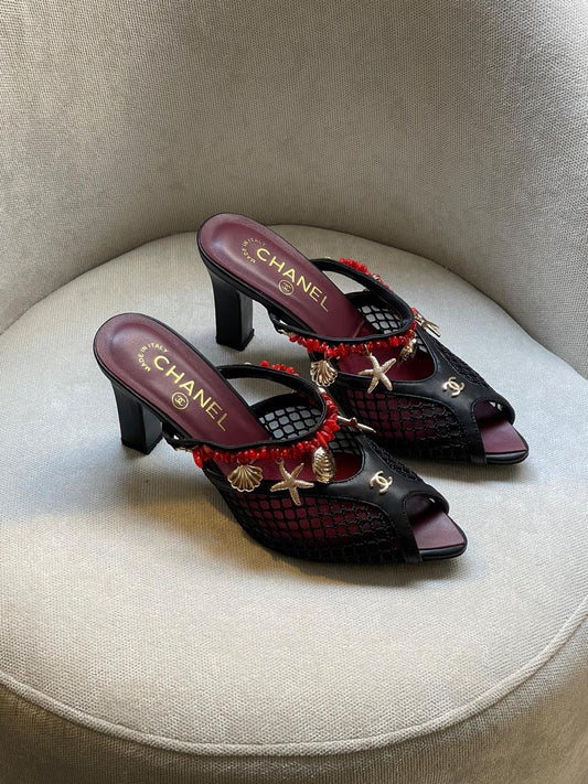 Chanel  Mesh Mules Barter With Shell And Star Fish Motifs