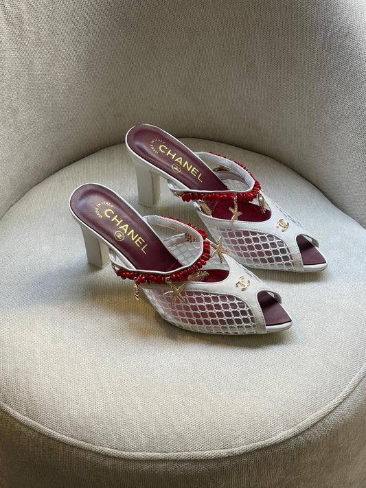 Chanel  Mesh Mules Barter With Shell And Star Fish Motifs
